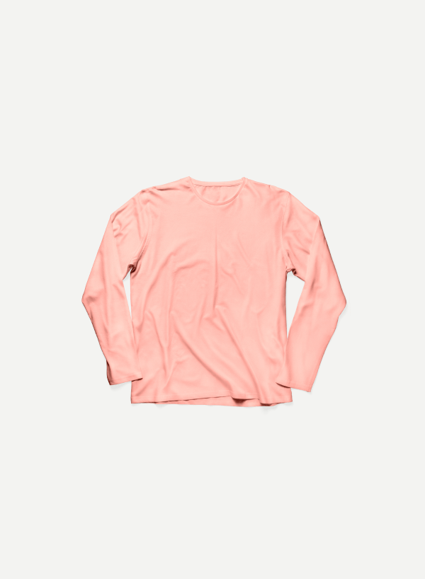 T-shirt rosa in cotone vintage a maniche lunghe